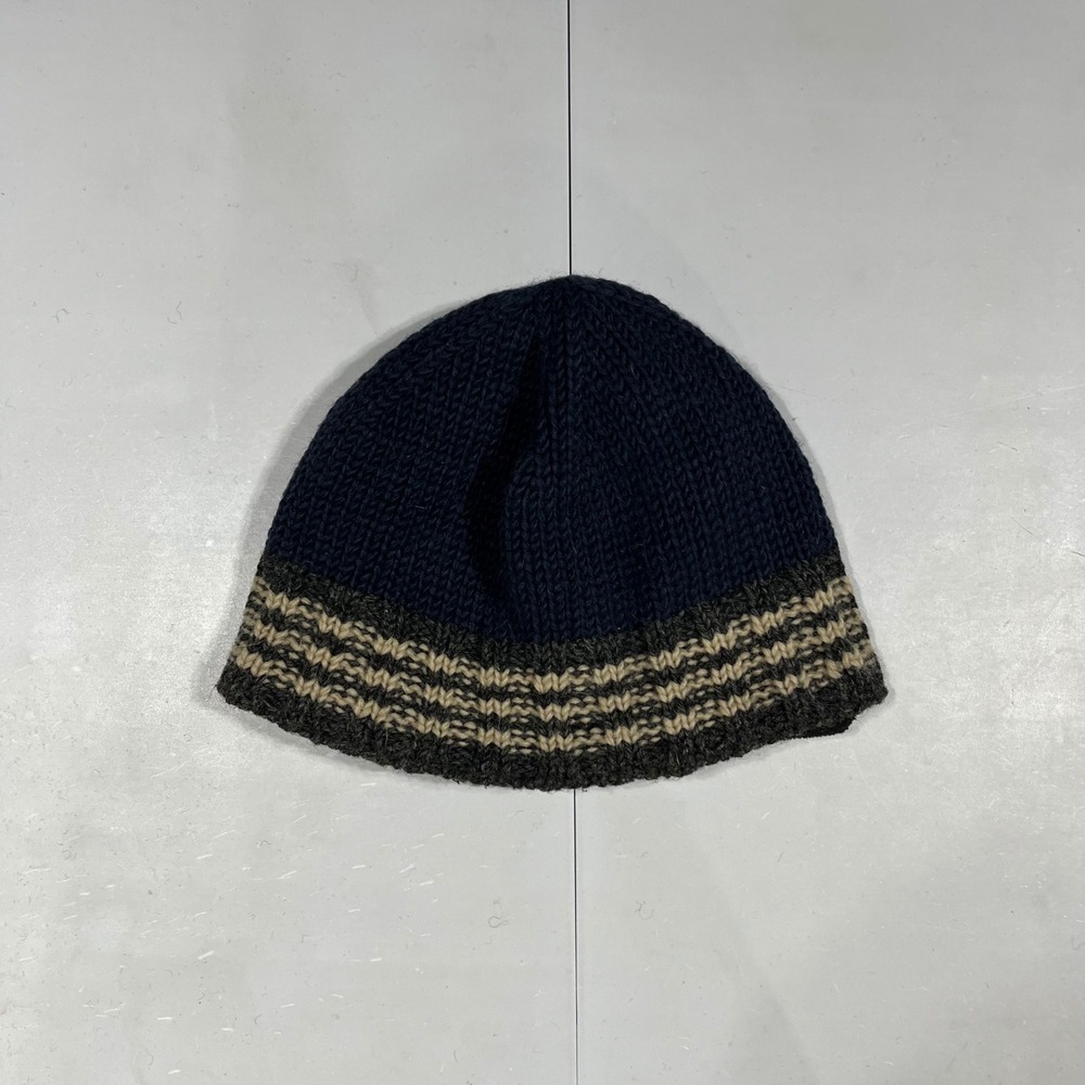 Erin Knitwear Ireland Granola Wool Fisherman Beanie Hat Striped Fleece Lined Ski